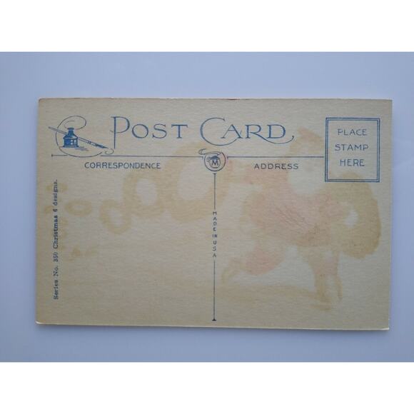 Santa Claus Throws Xmas Wreathes Christmas Postcard Metropolitan News Unused 350 - Picture 3 of 4